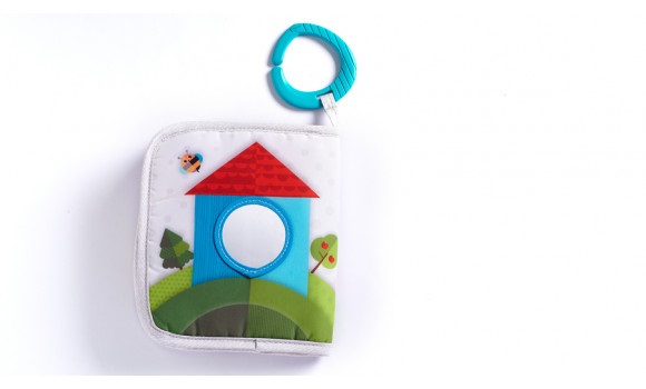 Tiny Love Where Do I Travel - Libro Primi Mesi in Tessuto con Gancio per Passeggino, Sonaglio e Massaggiagengive per Neonati e Bambini