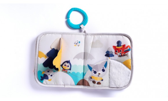 Tiny Love Where Do I Travel - Libro Primi Mesi in Tessuto con Gancio per Passeggino, Sonaglio e Massaggiagengive per Neonati e Bambini