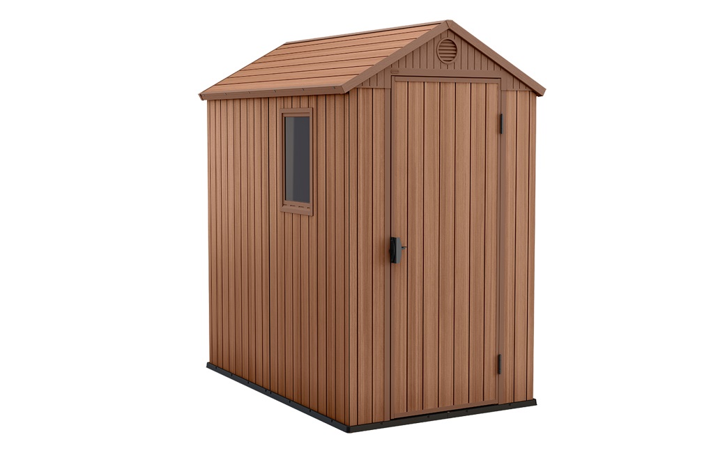 Keter Darwin 4x6 Casetta da Giardino in EVOTECH Marrone con Finestra Laterale - 125,8x184,5x205,1 cm