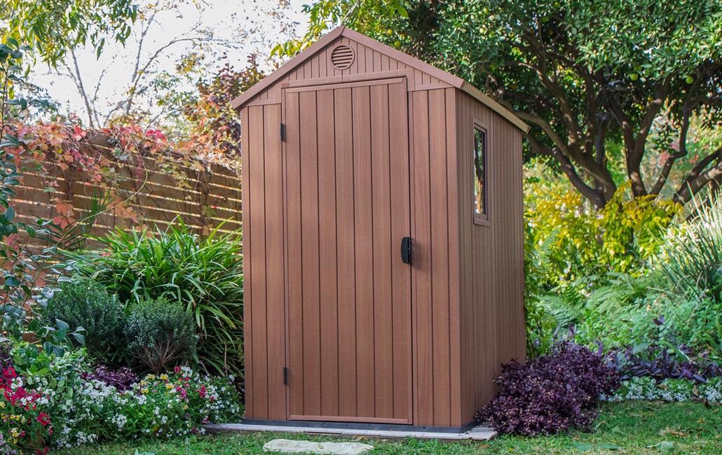 Keter Darwin 4x6 Casetta da Giardino in EVOTECH Marrone con Finestra Laterale - 125,8x184,5x205,1 cm