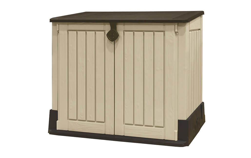 Keter Store-It-Out MIDI - Box Porta Attrezzi in Resina Beige/Grigio Topo, 845 Litri, L132 x P71,5 x H113,5 cm