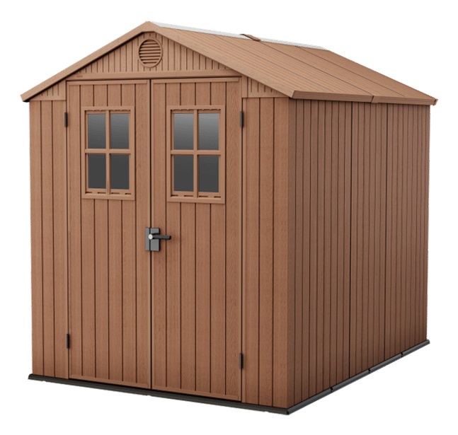 Keter Darwin 6x8 Casetta da Giardino in EVOTECH Marrone con Finestre Frontali e Porta Doppia