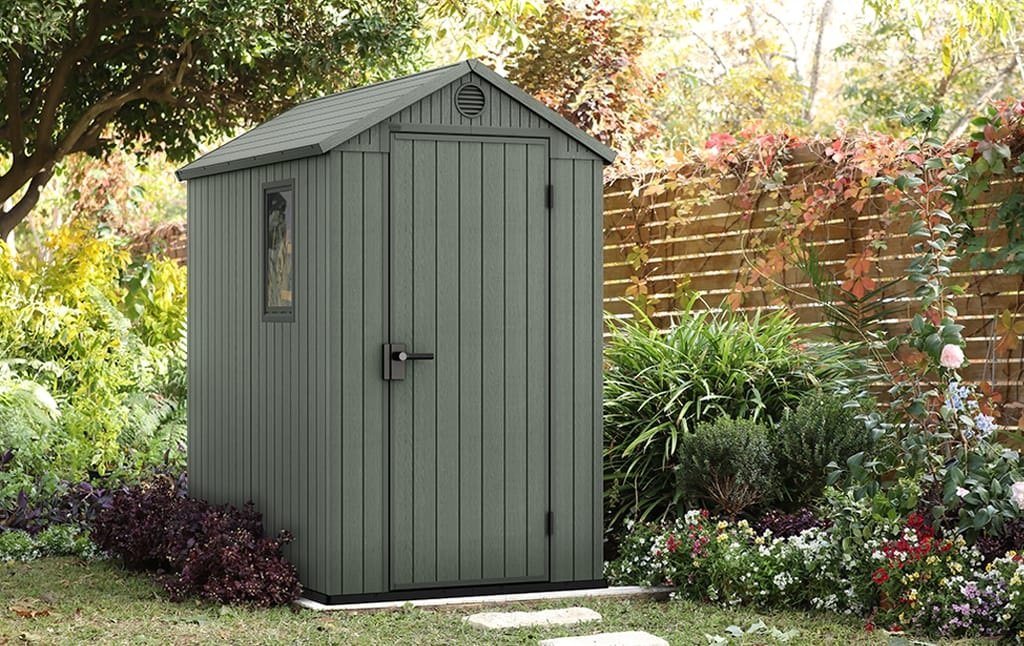 Keter Casetta da Giardino Darwin 4x6 Verde in EVOTECH con Finestra Laterale - 125,8x184,5x205,1 cm