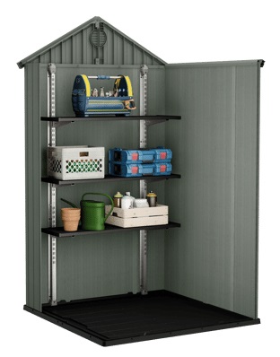 Keter Casetta da Giardino Darwin 6x4 Verde Salvia in EVOTECH con Doppia Finestra e Porta a Due Ante