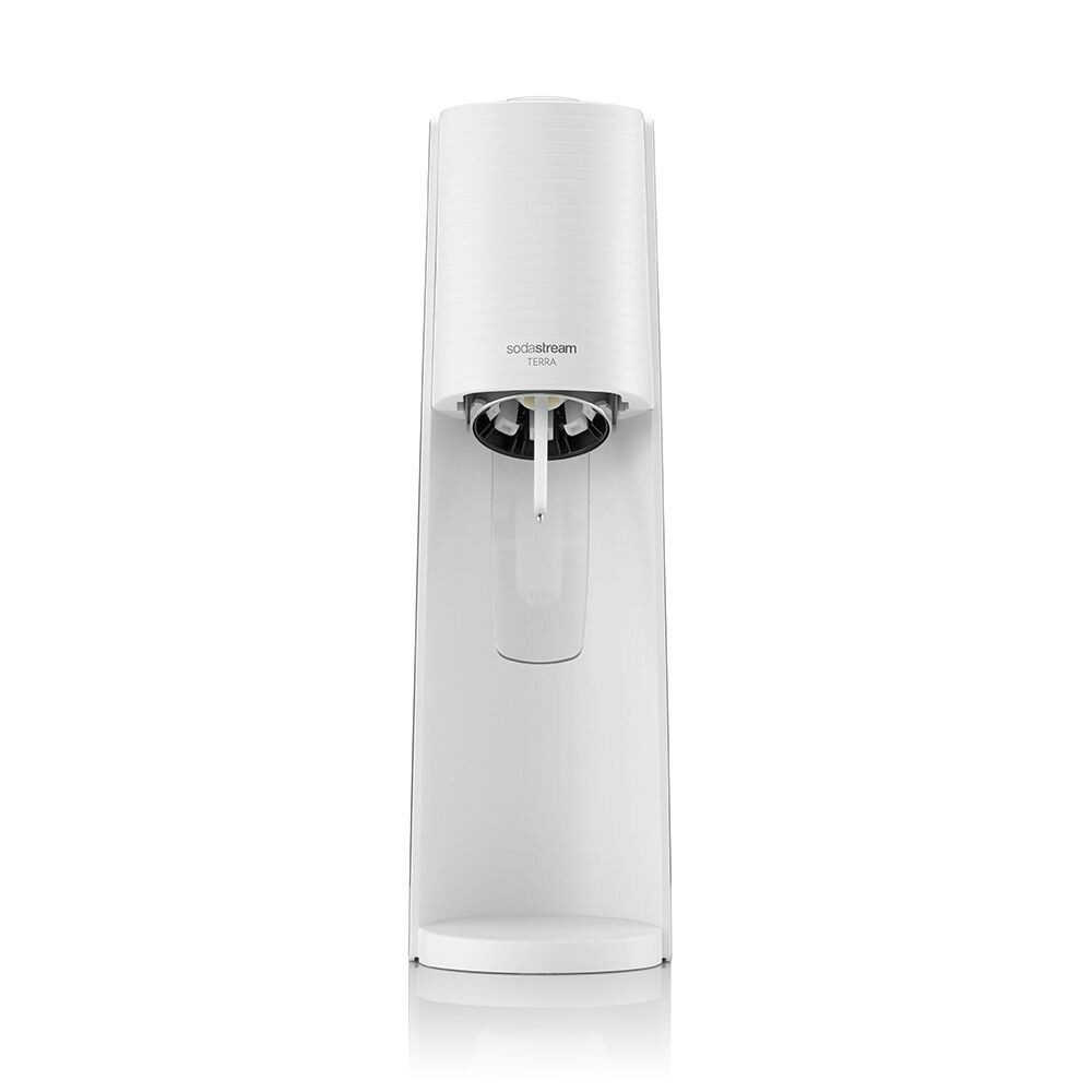 SodaStream Terra Bianco - Gasatore con Bottiglia PET Lavabile da 1L e Cilindro Quick Connect per 60L di Acqua Gasata
