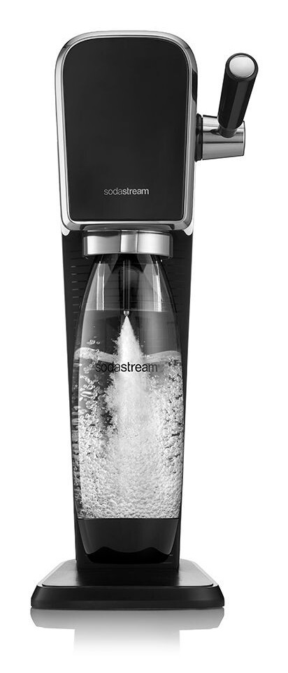 SodaStream ART Nero - Gasatore d'Acqua in Acciaio e Plastica con Bottiglia da 1L e Cilindro CO2 Incluso, Design Retrò
