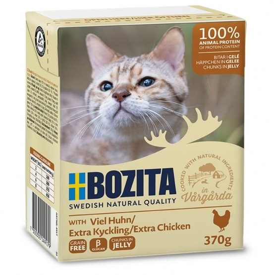 BOZITA Bocconcini di Pollo in Gelatina per Gatti - Cibo Umido 370 g, Completo e Senza Conservanti