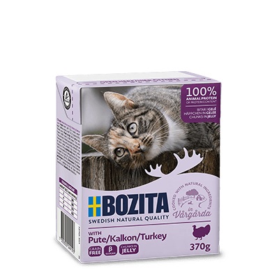 Bozita Bocconcini di Tacchino in Gelatina 370 g - Alimento Umido Completo per Gatti