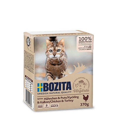 Bozita Bocconcini in Salsa Pollo e Tacchino 370 g - Cibo Umido Completo per Gatti