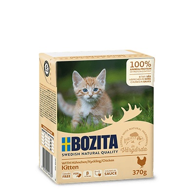 Bozita Cibo Secco per Gatti Gattini Pollo 370 g - Alimento Completo Senza Cereali con FOS e Beta-glucani