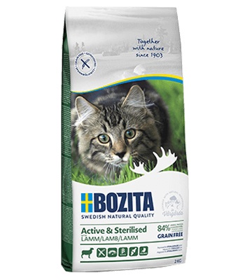 Bozita Active & Sterilised Agnello Senza Cereali - Cibo Secco per Gatti Adulti 2 kg, Senza Zucchero, Senza Soia, Senza OGM