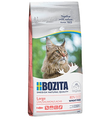 Bozita Large Cibo Secco per Gatti Adulto con Salmone - 2 kg, Senza Frumento, 31% Proteine, 18% Grassi