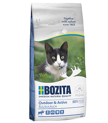 Bozita Outdoor & Active Cibo Secco per Gatti con Alce - 2 kg, Senza Grano, 30% Proteine, 20% Grassi, Adatto per Gatti Attivi e Sensibili