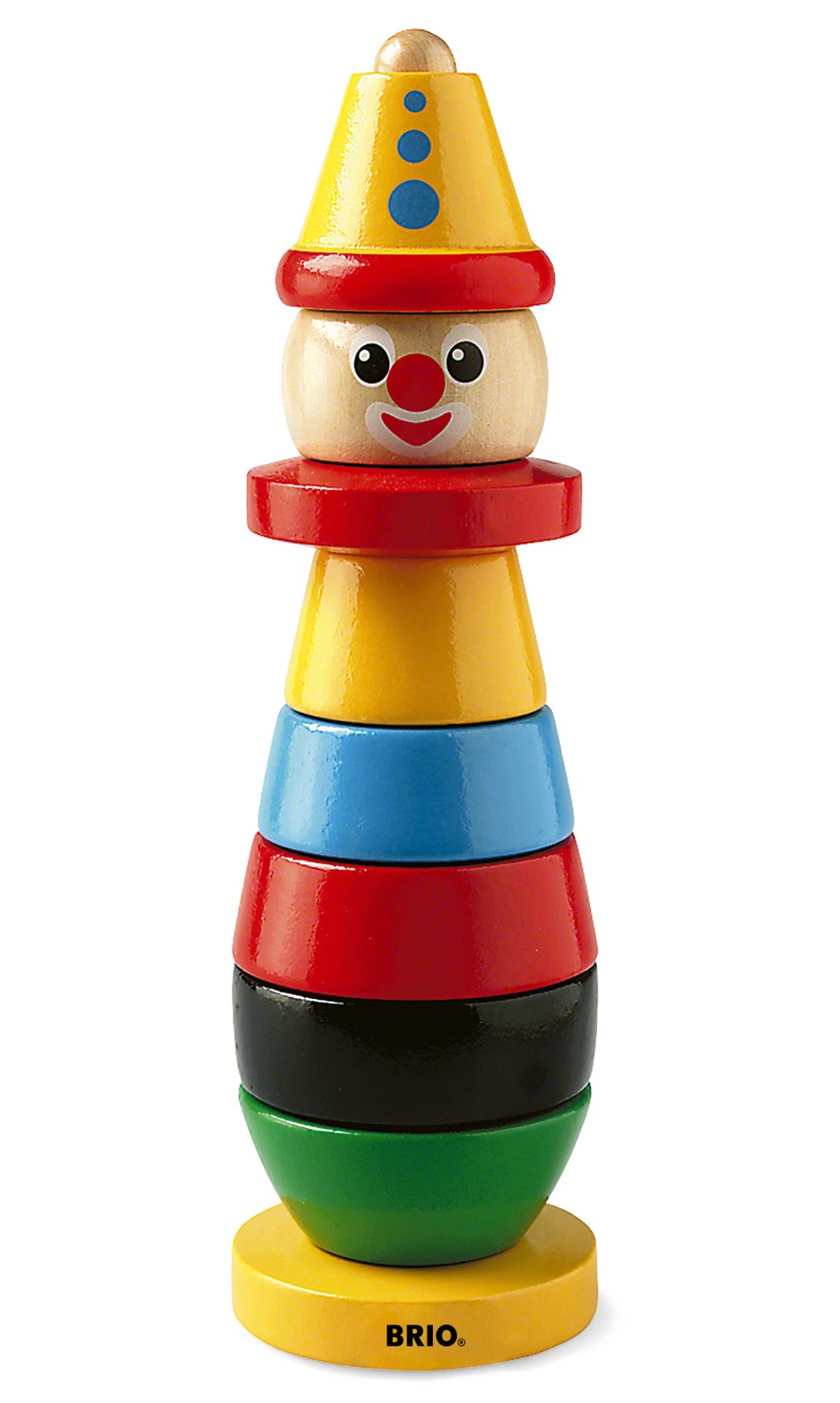 BRIO Clown da Impilare 30120 - Giocattolo in Legno, 9 Pezzi, Stimola Motricità e Creatività
