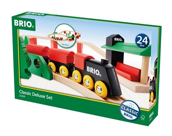 BRIO 33424 Set Deluxe Classico - Gioco Ferroviario per Bambini a Partire da 24 Mesi, 25 Pezzi Inclusi