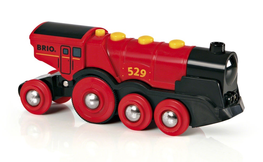 BRIO - Trenino Elettrico Rossa per Bambini 3 Anni | Locomotiva con Suoni e Luci, Funzionamento a Pile, Design Accattivante