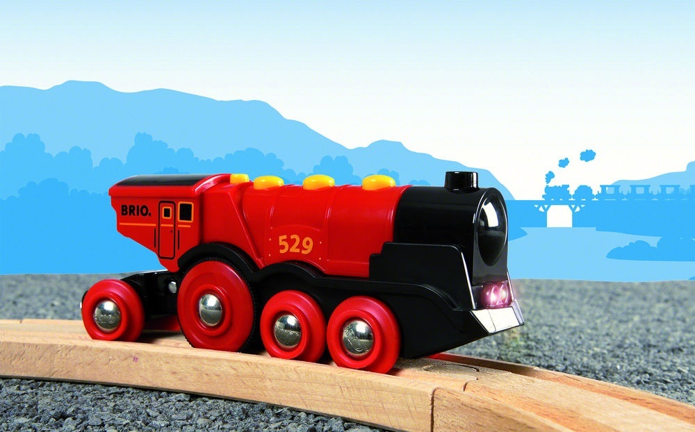 BRIO - Trenino Elettrico Rossa per Bambini 3 Anni | Locomotiva con Suoni e Luci, Funzionamento a Pile, Design Accattivante