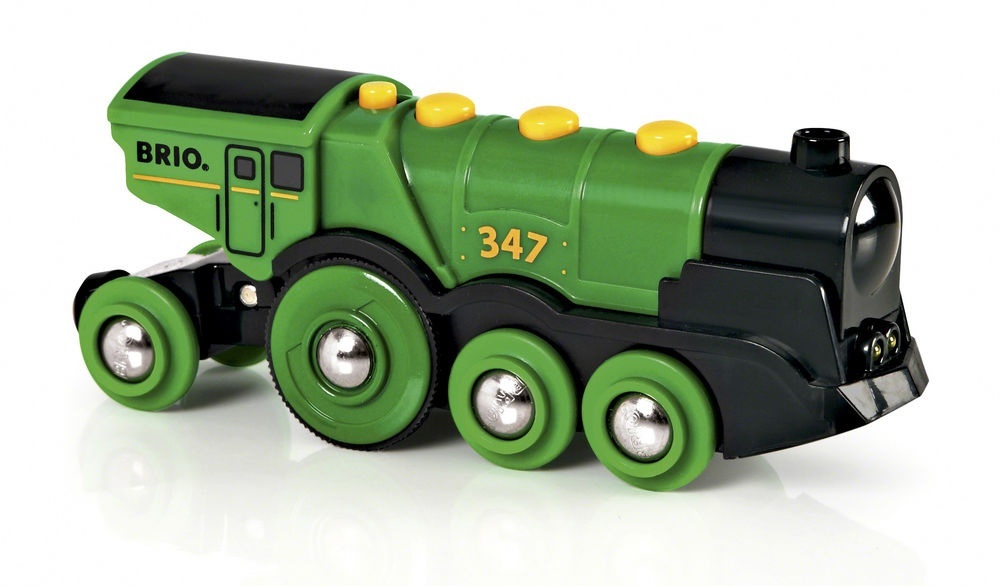 BRIO Grande Locomotiva a Batterie Verde 33593 - Doppia Giocabilità e Effetto Sonoro, Età Raccomandata 3