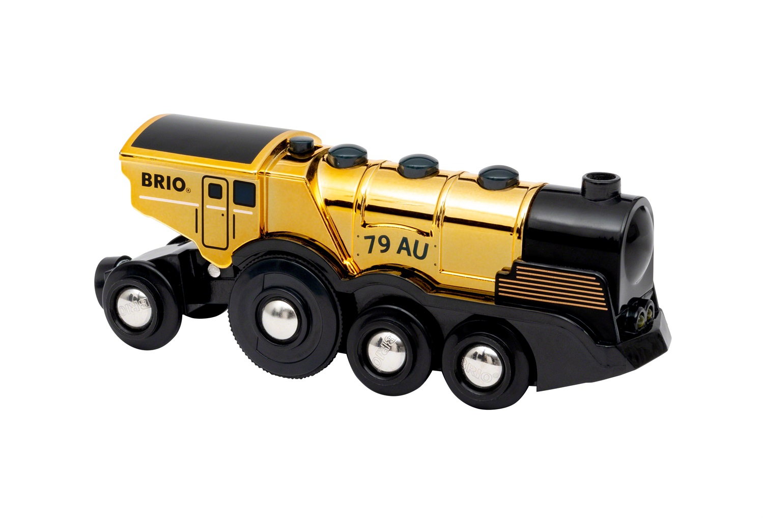 BRIO 33630 Grande Locomotiva Dorata a Batteria con Luce e Suono - Funzioni di Marcia Avanti e Indietro, Gioco per Bambini 3