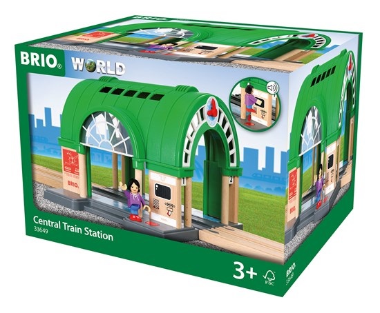 BRIO Stazione Centrale 33649 - Giocattolo per Ferrovia con Suoni, per Bambini a Partire da 3 Anni, Dimensioni 28x20x22 cm