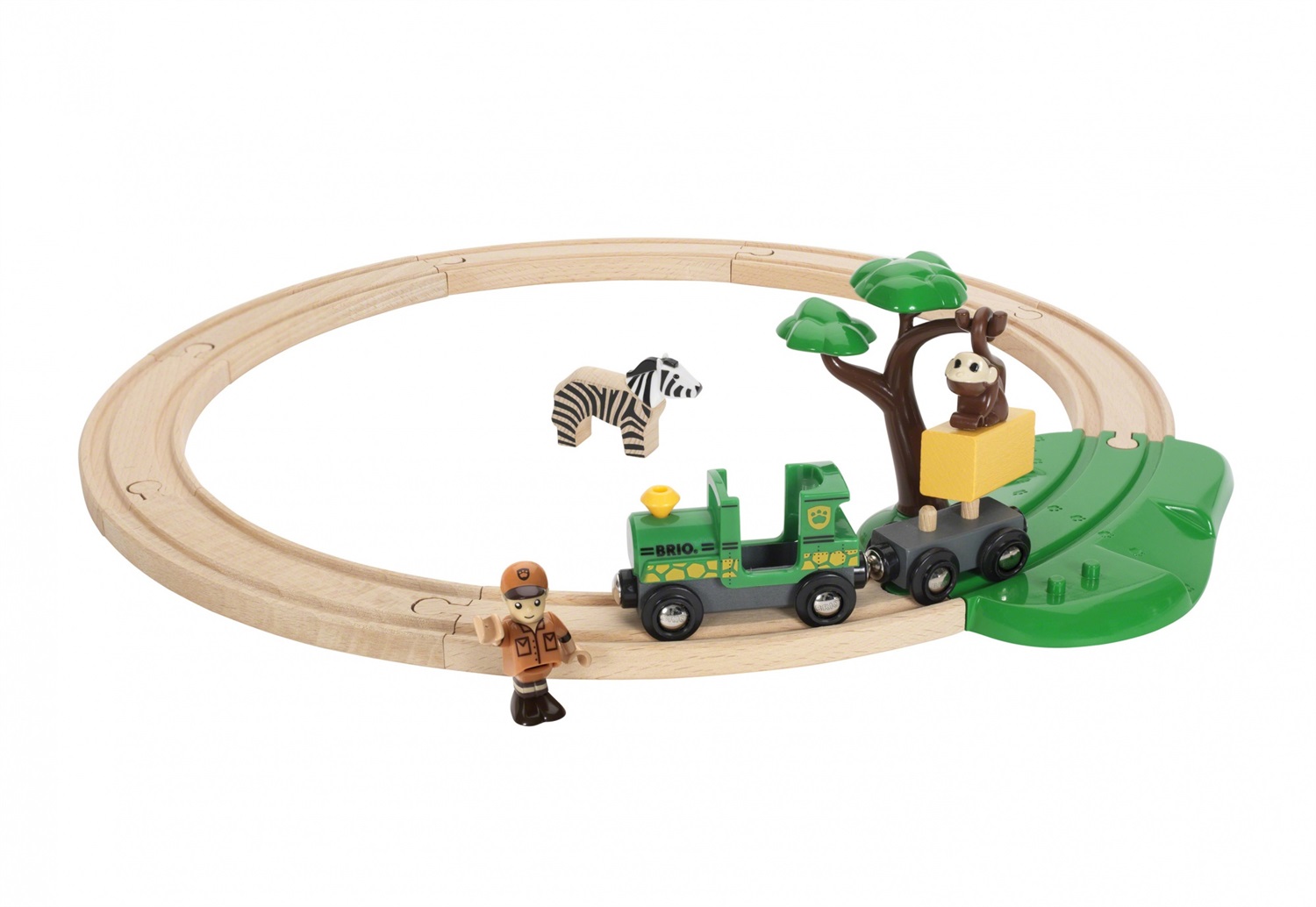 BRIO World - Starter Set Ferrovia Safari, Set di Costruzioni Trenino in Legno da 17 Pezzi per Bambini 3 Anni