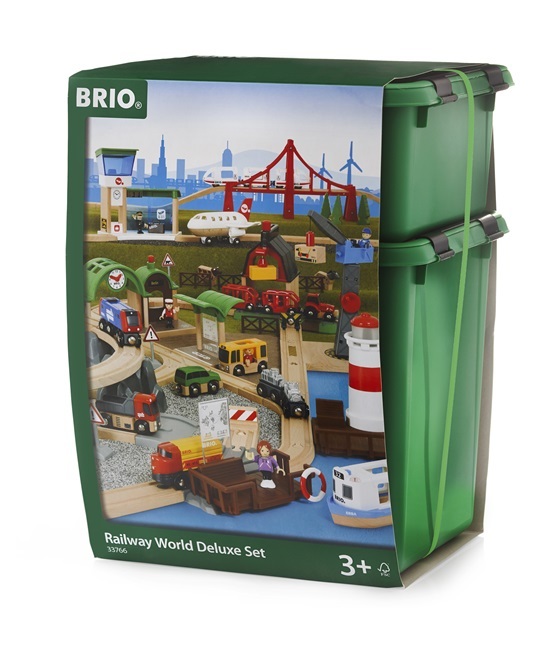 BRIO World - Set Deluxe il Mondo della Ferrovia, Set di Costruzioni Trenino in Legno con 106 Parti, Giocattolo per Bambini e Bambine 3 Anni