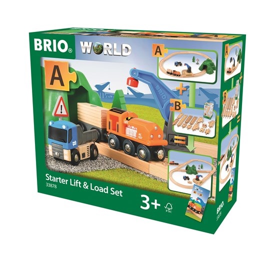 BRIO World - Starter Set Ferrovia Carica e Trasporta, Set Costruzioni Trenino in Legno da 19 Pezzi, Giocattolo per Bambini 3 Anni
