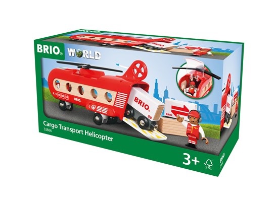 BRIO Elicottero Trasporto Merci 33886 - Stiva capiente, per bambini a partire da 3 anni, dimensioni 22.6x11.4x14 cm