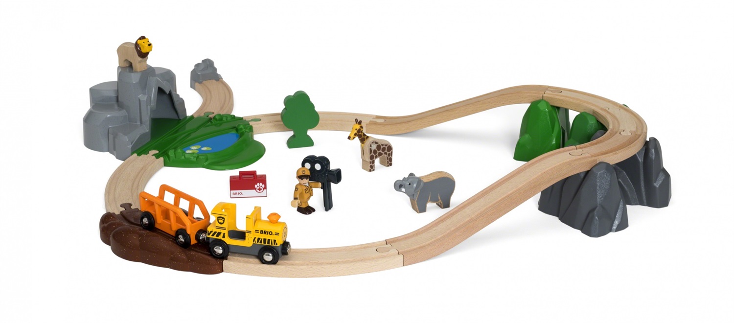 BRIO World - Set Avventure Safari, Set di Costruzioni Trenino in Legno per Bambini 3 Anni