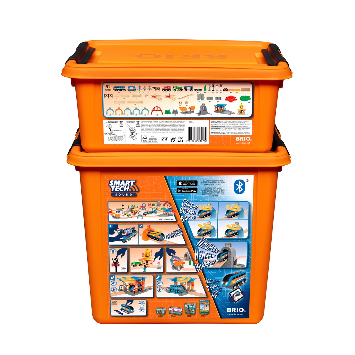 BRIO Set Deluxe con Tunnel Azione e Smart Tech Sound - 91 Pezzi in Legno per Bambini 3 Anni