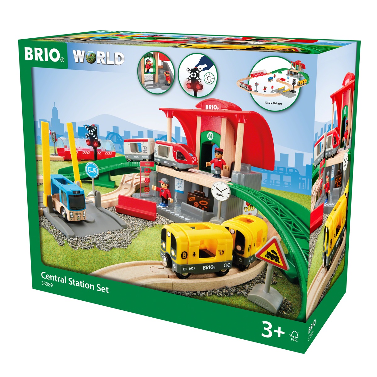 BRIO Set Stazione Centrale - Set di Costruzioni Trenino in Legno da 37 Pezzi per Bambini 3 Anni