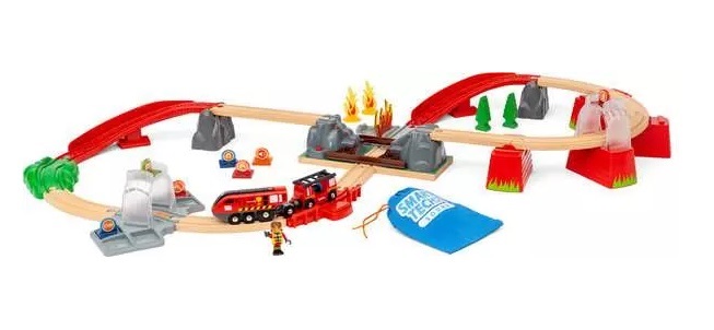 BRIO World - Set Soccorso Antincendio Smart Tech Sound 36004 | Set Treno Giocattolo Alimentato a Batteria da 41 Pezzi per Bambini oltre 3 Anni