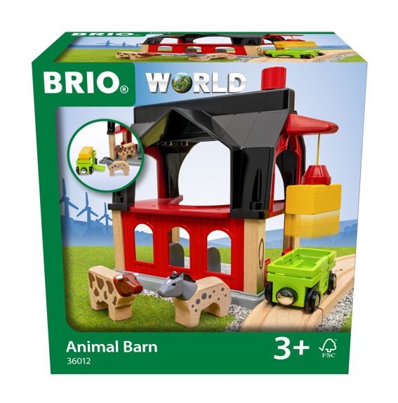 BRIO 36012 Stalla per Animali in Legno - Accessorio Pista Trenino, Compatibile con Tutti i Prodotti BRIO, Giocattolo per Bambini 3 Anni