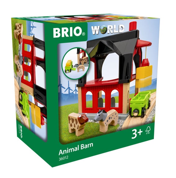 BRIO 36012 Stalla per Animali in Legno - Accessorio Pista Trenino, Compatibile con Tutti i Prodotti BRIO, Giocattolo per Bambini 3 Anni