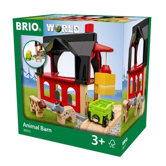 BRIO 36012 Stalla per Animali in Legno - Accessorio Pista Trenino, Compatibile con Tutti i Prodotti BRIO, Giocattolo per Bambini 3 Anni
