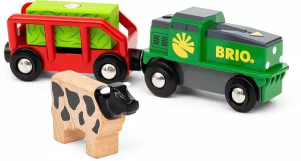BRIO Locomotiva Giocattolo a Batteria Farm 36018 - Design Fattoria, Colore Bianco, per Bambini dai 3 Anni