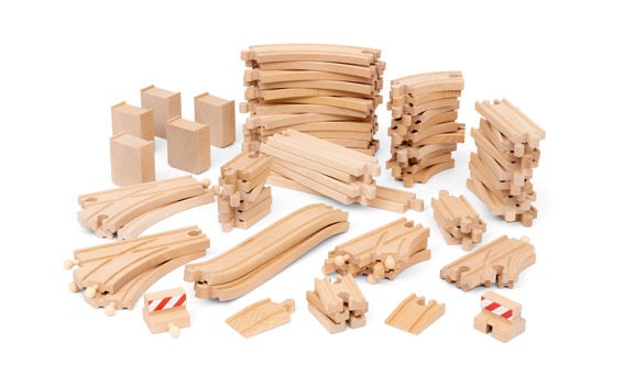 BRIO Deluxe Track Pack - Set da costruzione in legno con 70 pezzi, per bambini dai 3 anni, compatibile con altri set BRIO