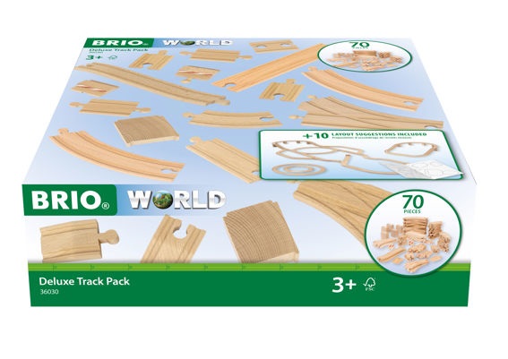 BRIO Deluxe Track Pack - Set da costruzione in legno con 70 pezzi, per bambini dai 3 anni, compatibile con altri set BRIO