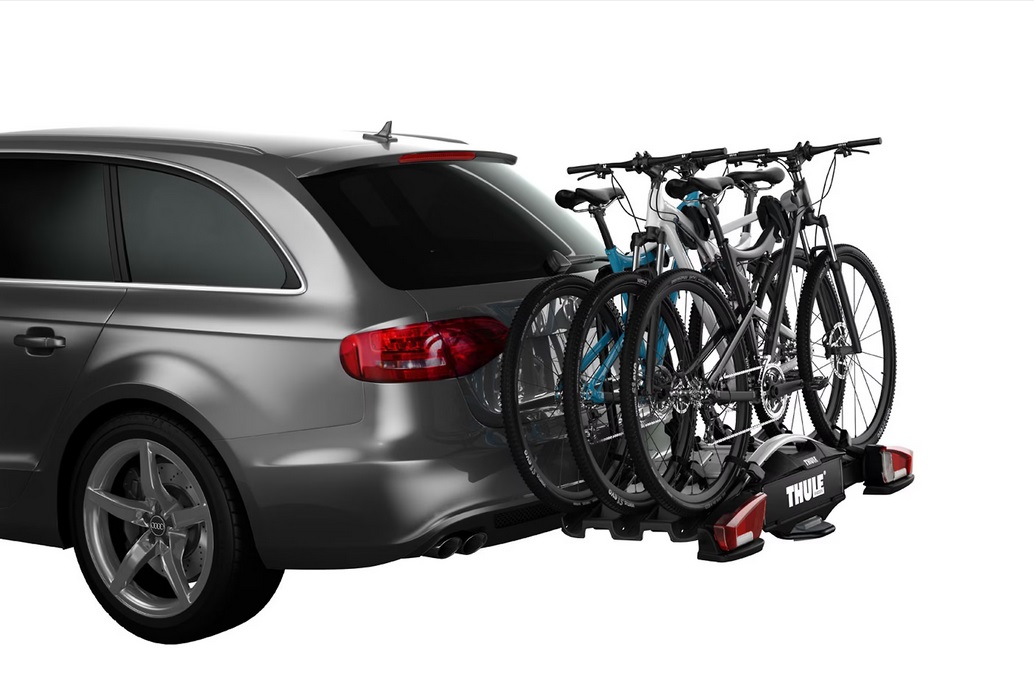 Thule Velocompact Portabiciclette Gancio Traino Pieghevole in Alluminio, Nero - Fino a 3 Biciclette, Accesso Totale al Bagagliaio, Pomelli Antifurto