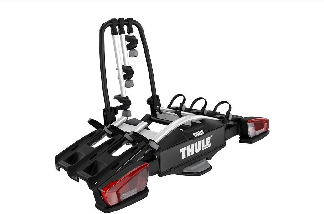 Thule Velocompact Portabiciclette Gancio Traino Pieghevole in Alluminio, Nero - Fino a 3 Biciclette, Accesso Totale al Bagagliaio, Pomelli Antifurto