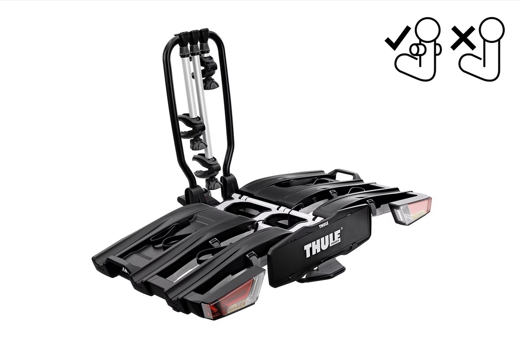 Thule EasyFold XT F Portabiciclette Pieghevole in Alluminio per 3 Bici, Compatibile con Gancio Traino FIX4BIKE