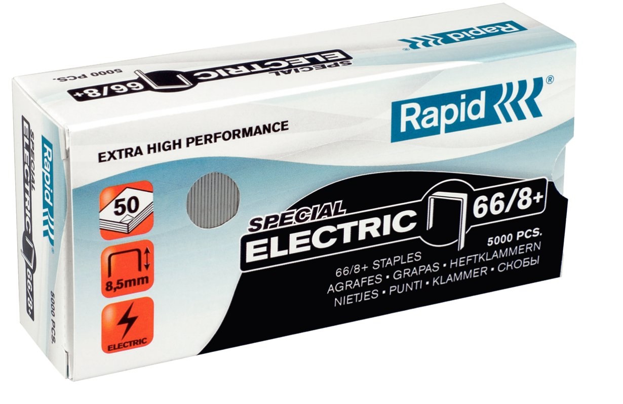 RAPID Punti metallici Super Strong 66/8 - 5000 punti, lunghezza gamba 8,5 mm, per cucire fino a 50 fogli