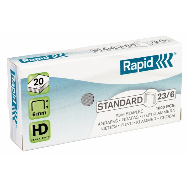 Rapid Punti metallici standard 23/6 mm - 1000 punti in filo morbido galvanizzato