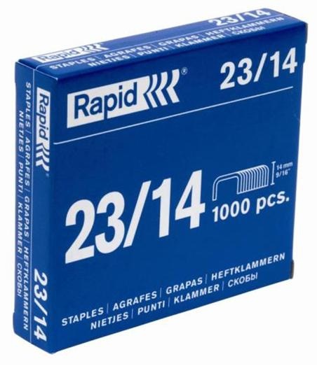 RAPID Punti metallici Standard 23/14 - Conf. da 1000 punti, per cucire da 80 a 110 fogli, Lunghezza gamba 14 mm