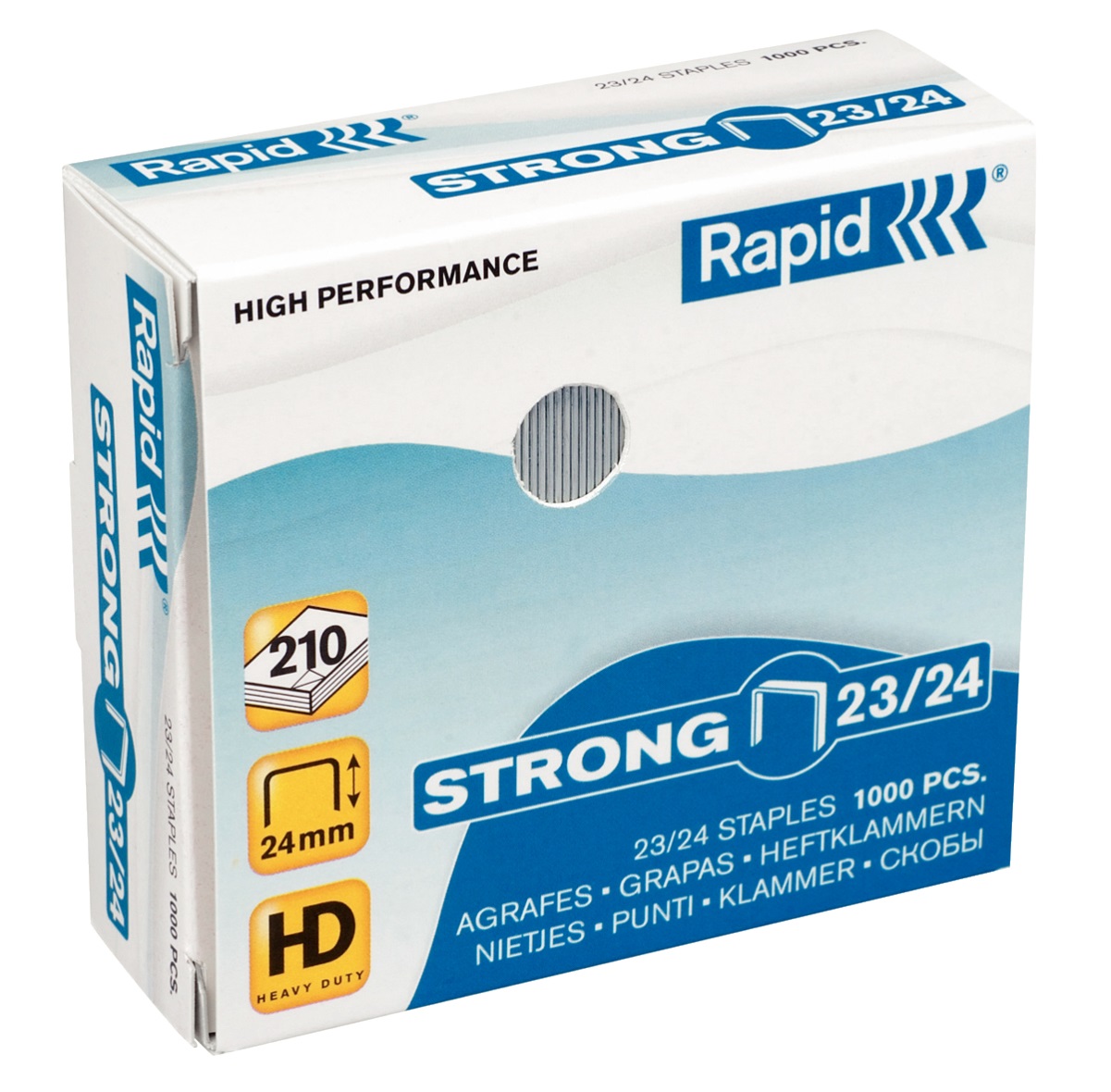 Rapid Strong 23/24 - Punti metallici galvanizzati, confezione da 1000, per cucire da 150 a 210 fogli