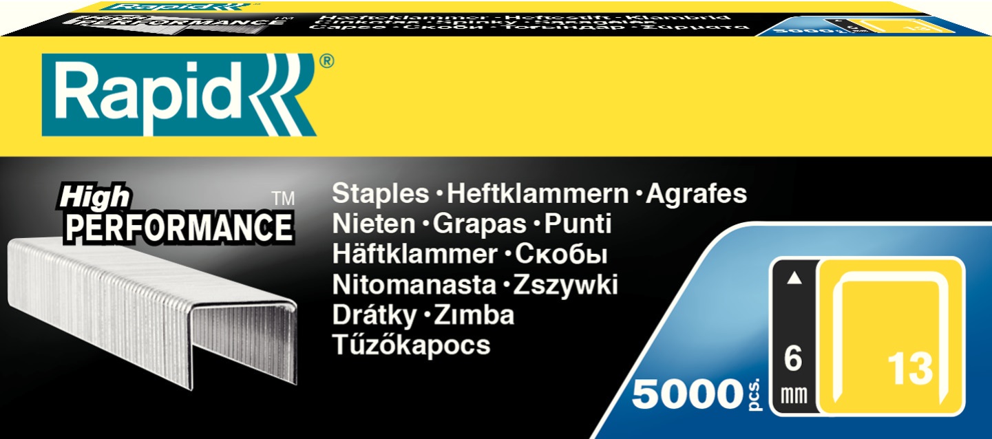 Rapid Punti Galvanizzati 13/6 - 6 mm - Metallo - Conf. 5000 Pezzi per Sparapunti