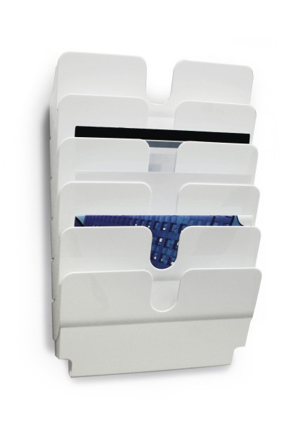 Durable Espositore da Parete Flexiplus 6 Scomparti A4 Bianco - Portadocumenti Orizzontale per Ufficio, 34 x 75 x 10 cm