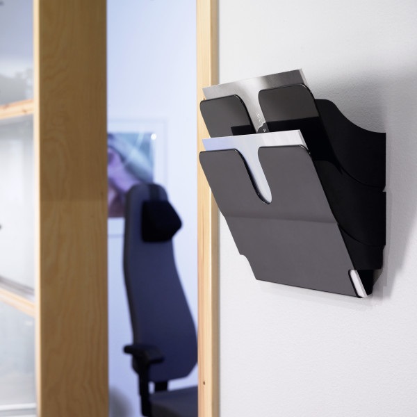 Durable Espositore da Parete FLEXIPLUS 2 Comparti A4 Orizzontale, 340x250x100 mm, Nero