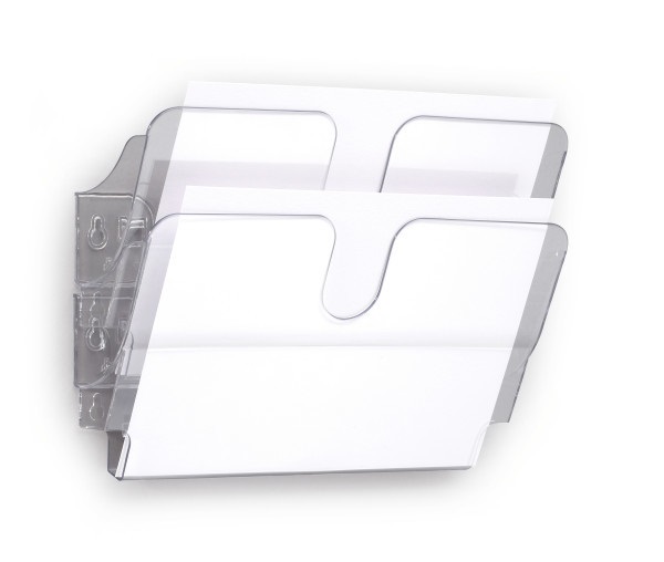 Durable FLEXIPLUS Espositore da Parete 2 Comparti A4 Orizzontale Trasparente - 340x250x100 mm