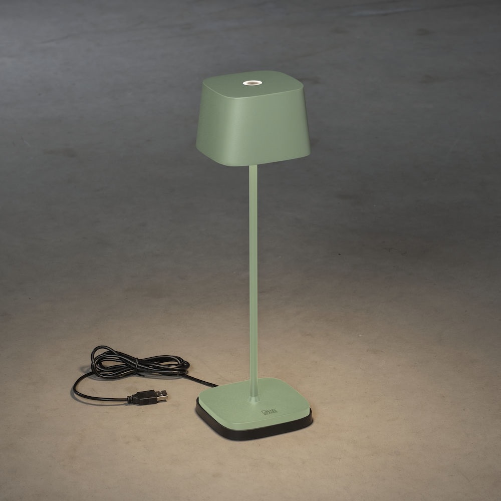 Konstsmide Lampada da Tavolo Capri Verde Menta Ricaricabile per Interni ed Esterni, Dimmerabile e Resistente alla Pioggia